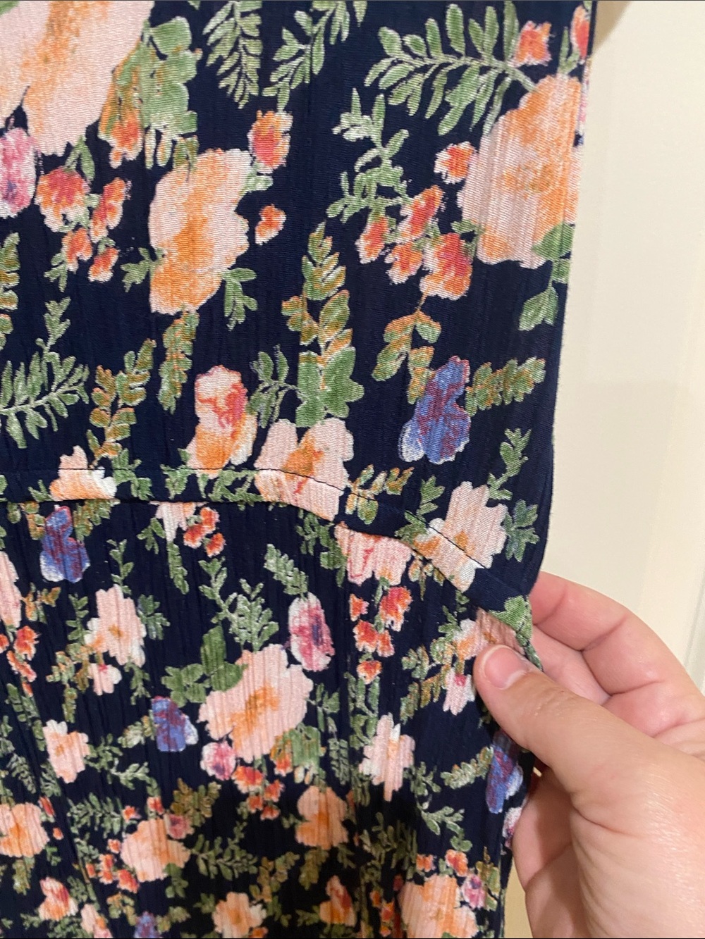 Studio West Navy Floral Maxi Dress with Pink & Green Flowers - Picture 4 of 5